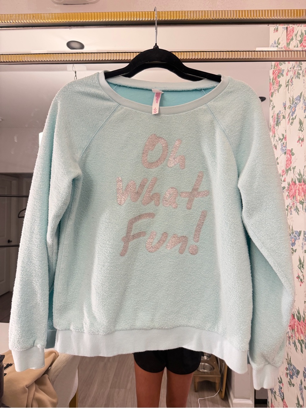 Xhilaration Light Blue 'Oh What Fun!' Crewneck Sweatshirt